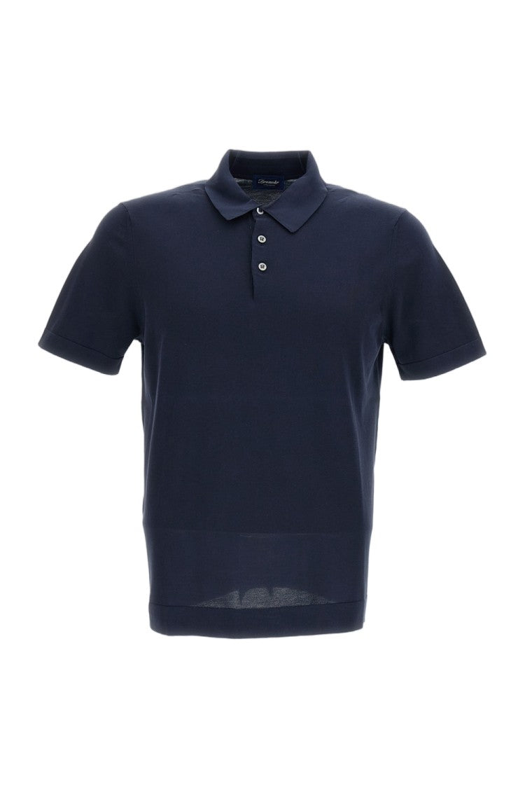 Drumohr Blue Cotton Short-Sleeved Polo Shirt