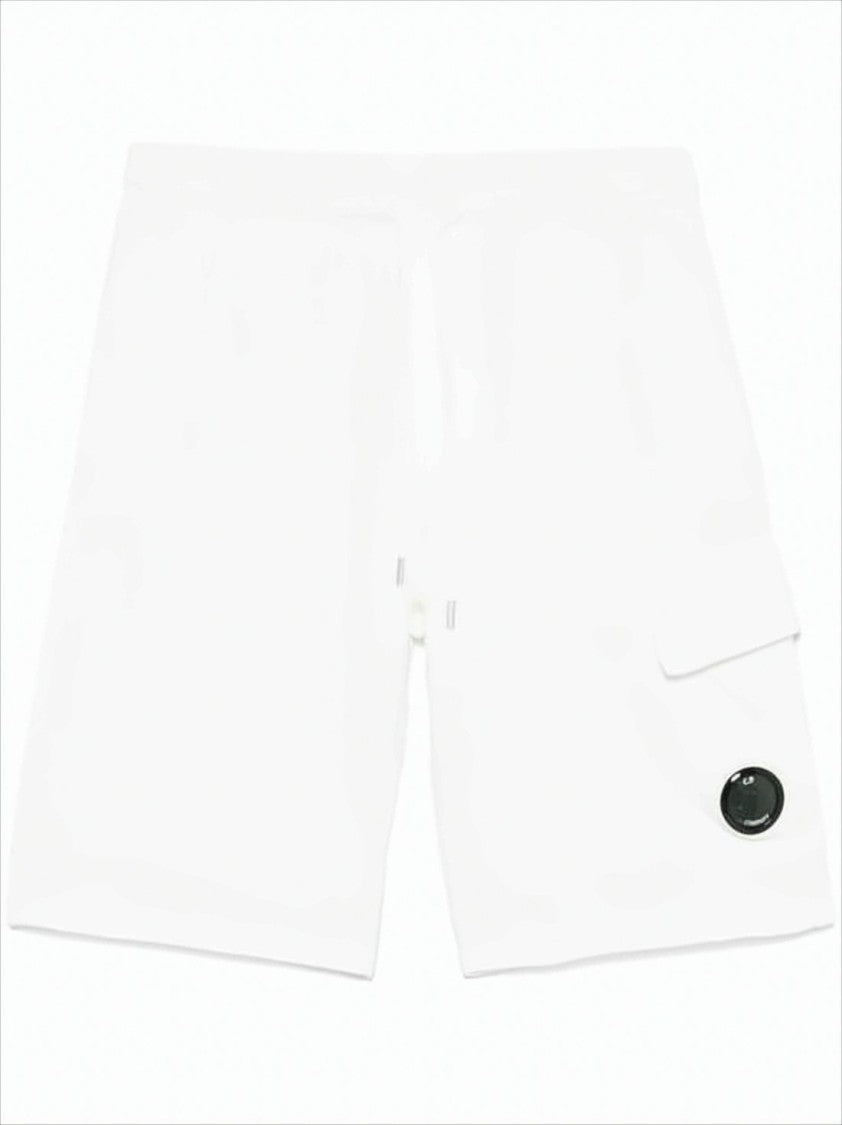 C.P. Company Minimalist White Shorts With Flap Pocket