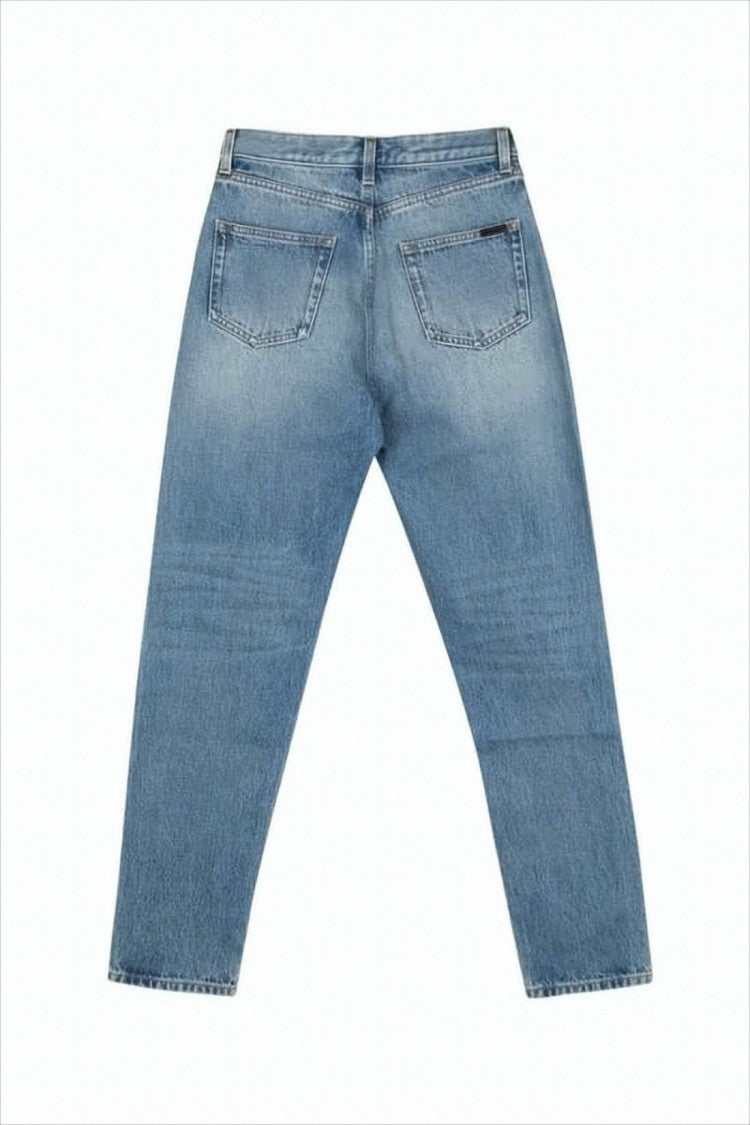 Saint Laurent Tapered Leg Denim Pants With Classic Five-Pocket Design