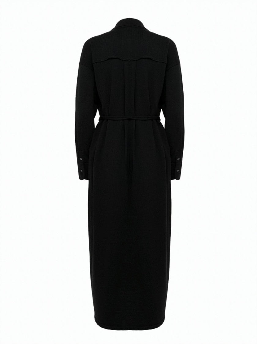 Alpha Studio Extra Fine Merino Wool Button-Up Shirt Midi Dress