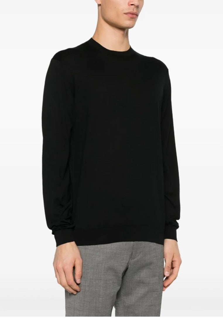 Lardini Classic Black Crew Neck Sweater