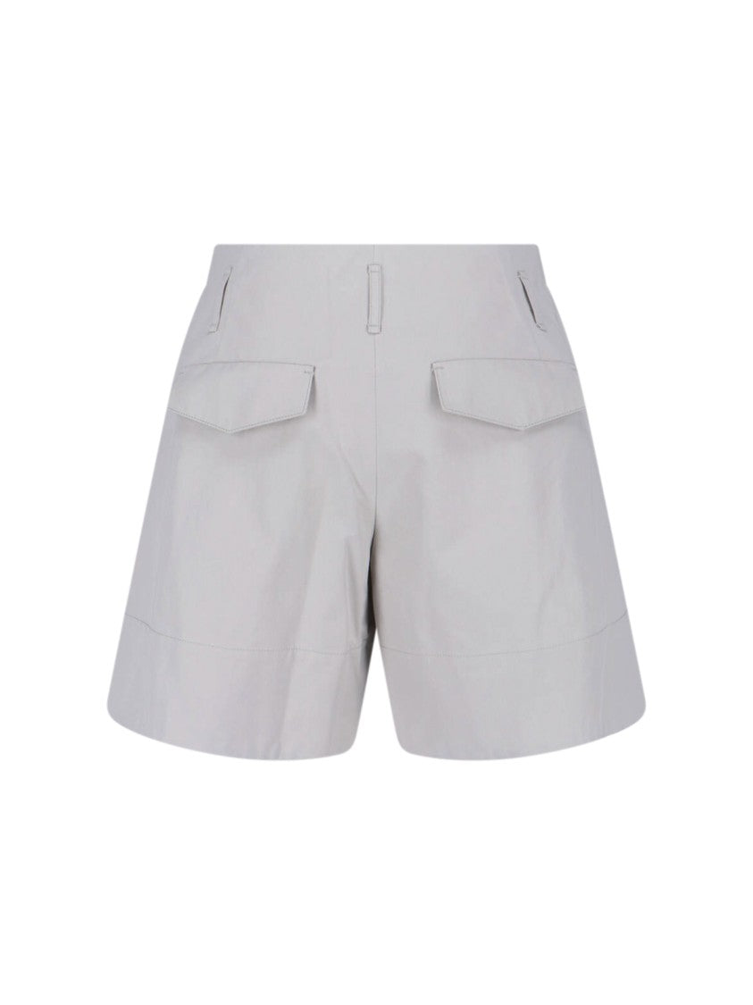 Low Classic Grey Mid-Rise Tailored Pleated Shorts