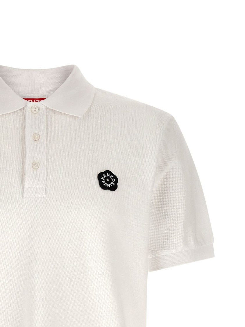 Kenzo White Short-Sleeve Silk Nylon Polo