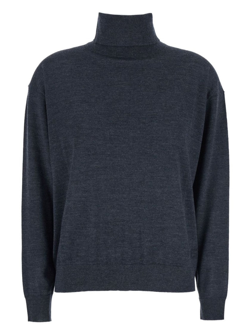 Semi Couture High-Neck Grey Virgin Wool Sweater