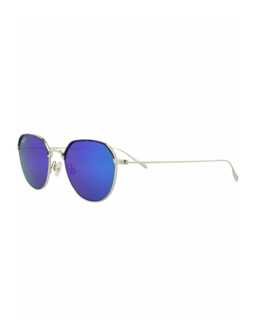 Maui Jim Round-Frame Titanium Sunglasses With Polarized Blue Lenses