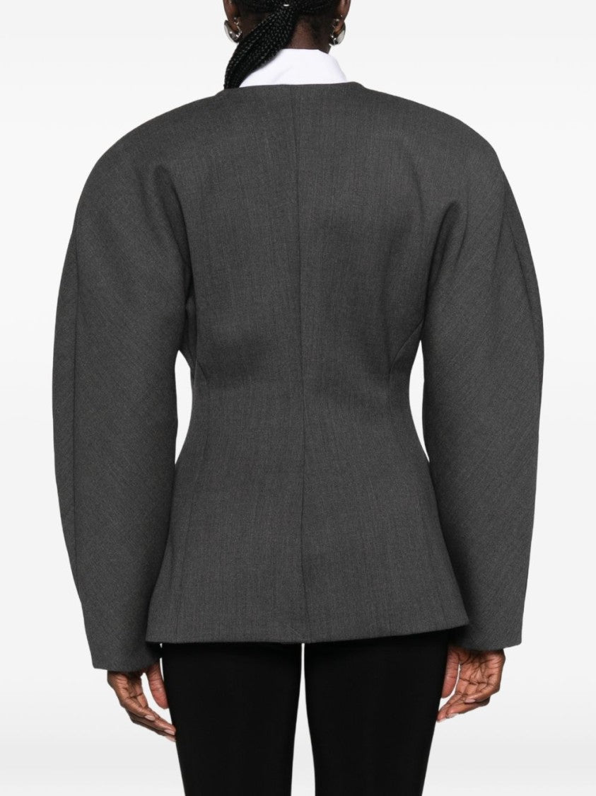 Jacquemus Voluminous Grey Jacket With Tailored Silhouette And Minimalist Design