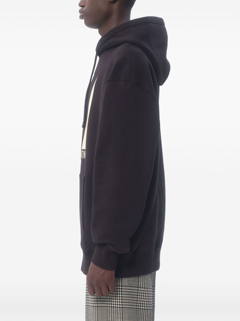 Valentino Drawstring Hood Sweatshirt With Bold Chez Print