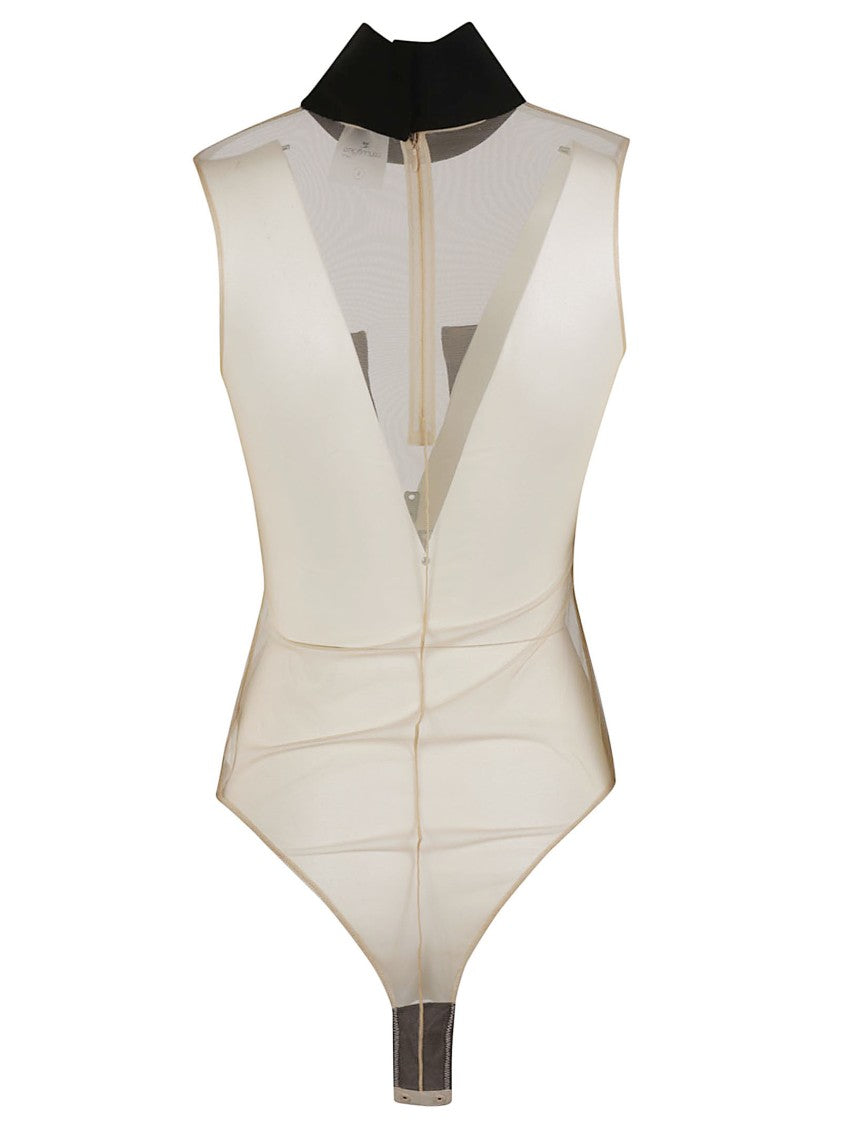 Courrèges Two Pocket Illusion Sheer High Collar Bodysuit