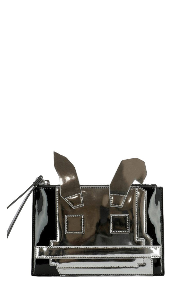 Mcq By Alexander Mcqueen Black Polyurethane Metallic-Graphic Clutch