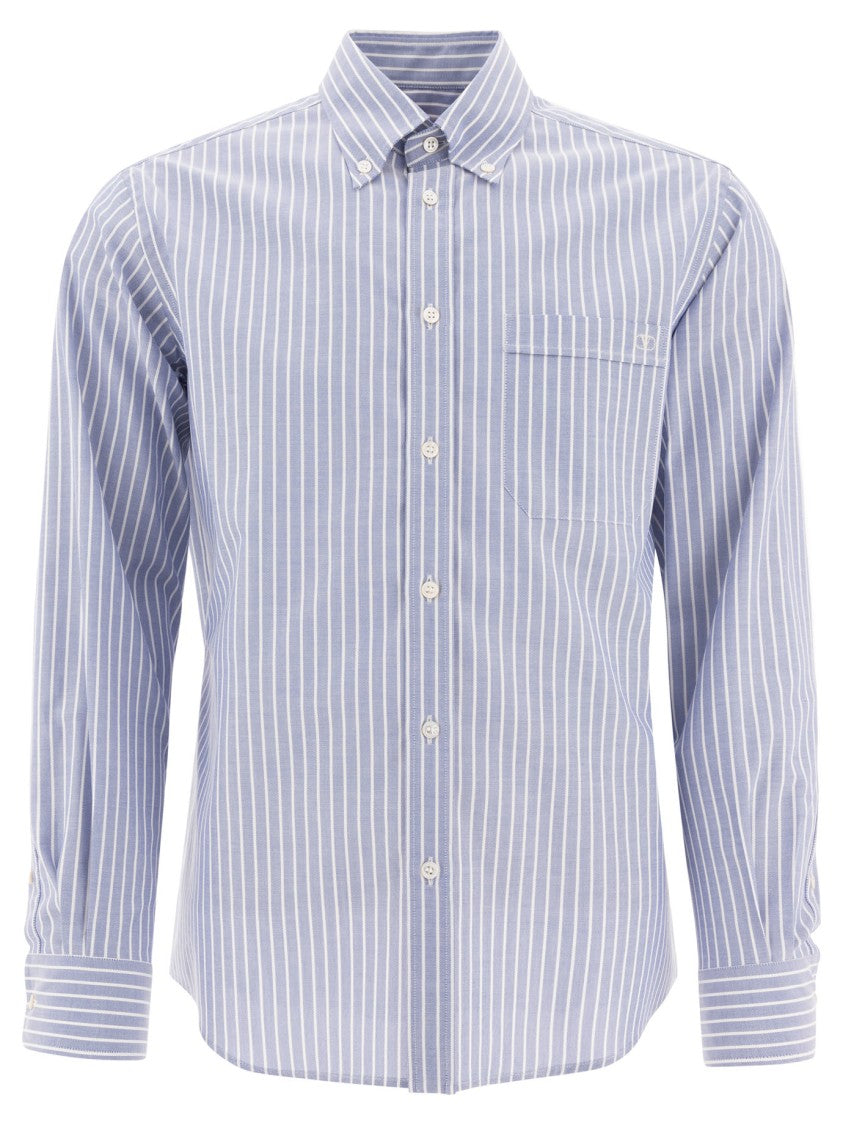 Valentino Light Blue Striped Button-Down Shirt