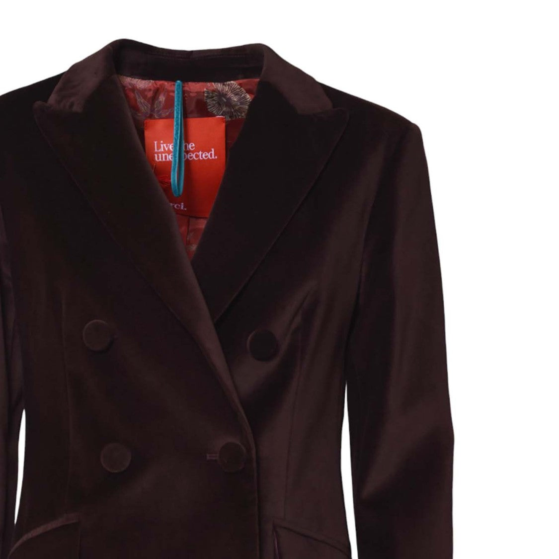 Merci Double-Breasted Tailored Jacket With Fabric-Covered Buttons