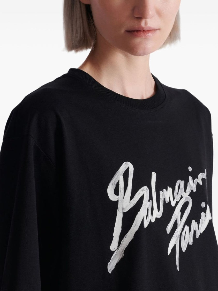 Balmain Short-Sleeved T-Shirt With Handwritten Graphic
