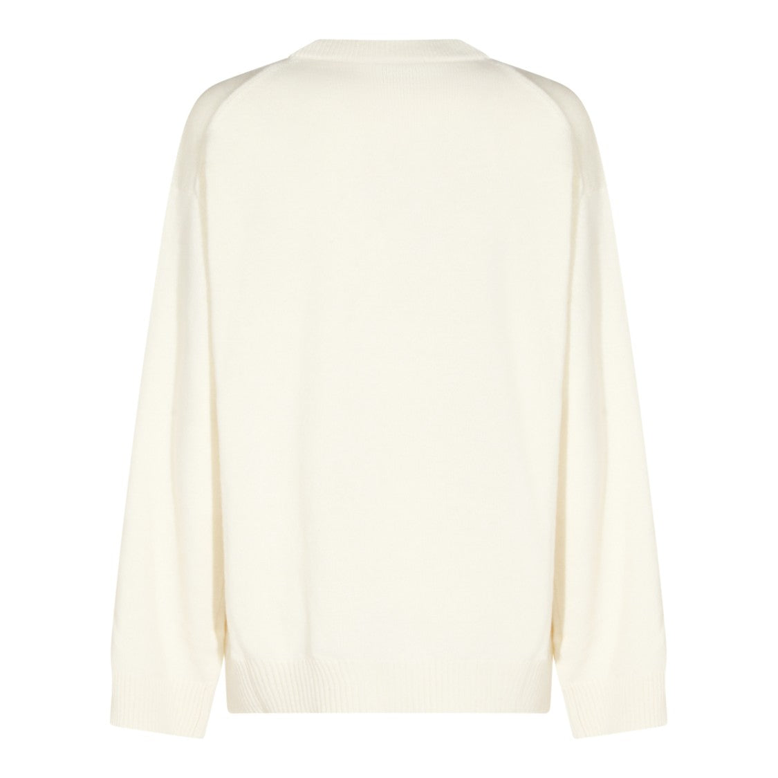 Ganni Egret Wool Sweater With Graphic Detailing