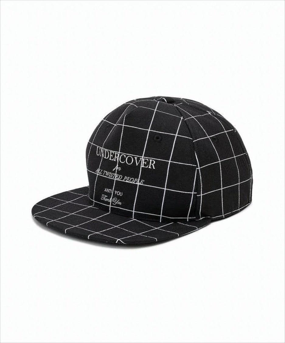 Undercover Grid Pattern Cap With Adjustable Strap And Embroidered Detailing