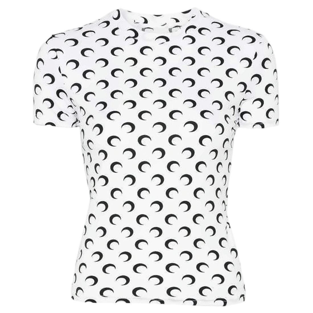 Marine Serre Fitted Short-Sleeve T-Shirt With Crescent Moon Pattern