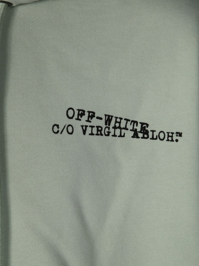 Off-White Muted Light Grey Green Graphic Hoodie