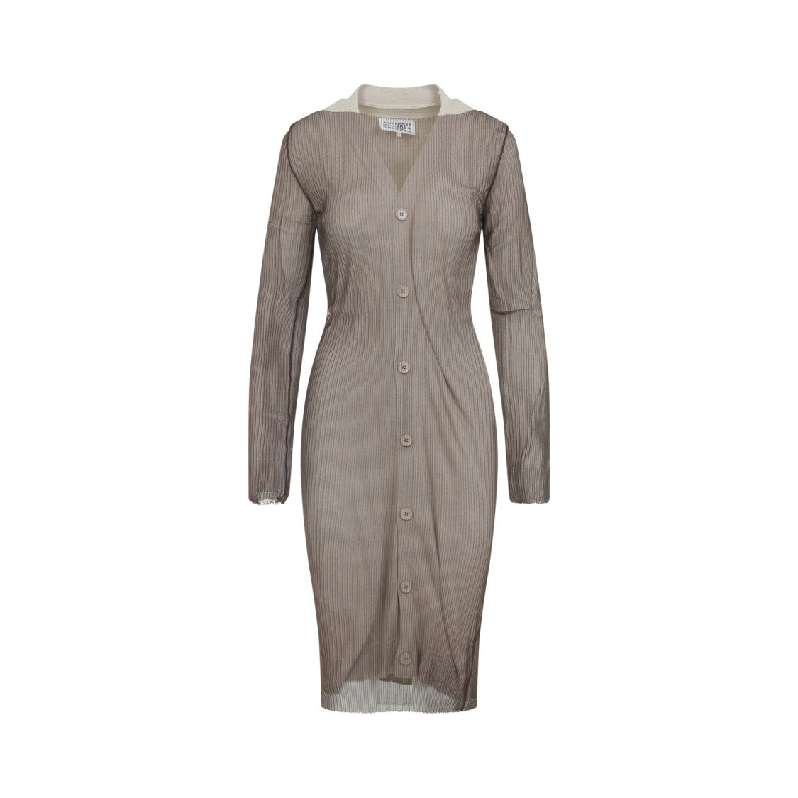 Mm6 By Maison Margiela Knee-Length Asymmetric Hem Cardigan With Ribbed Texture