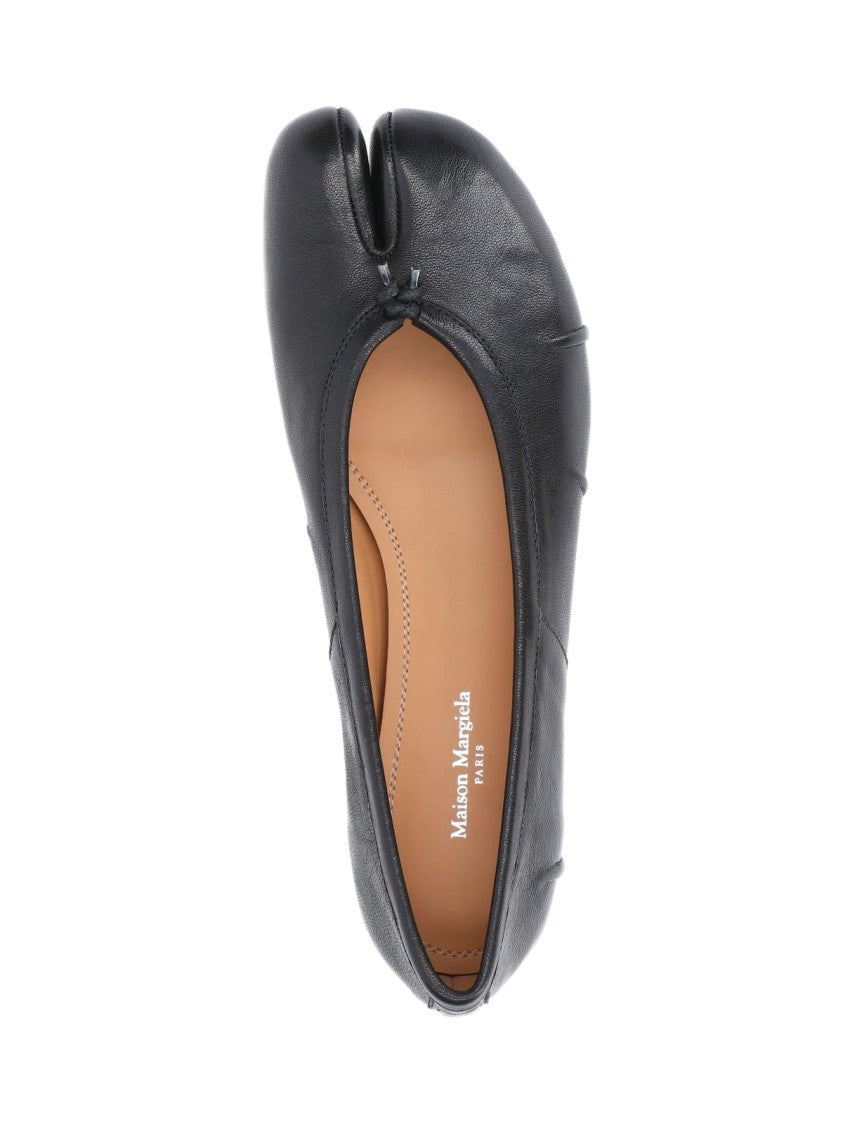 Maison Margiela Black Leather Tabi Ballerinas With Signature Detailing