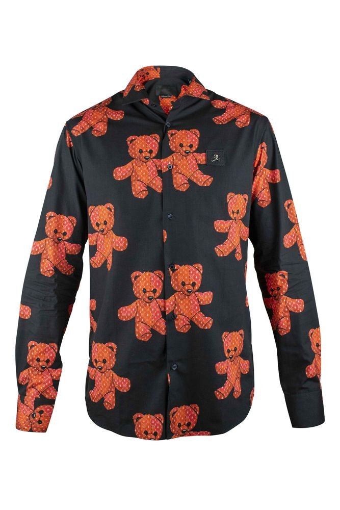 Philipp Plein Black Casual Shirt With Teddy Bear Motif