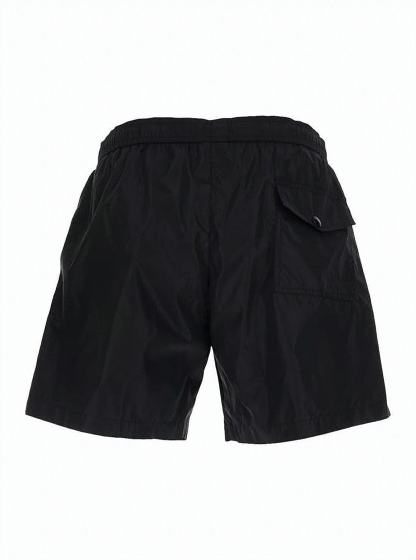 Moncler Black Swim Shorts With Elastic Waistband