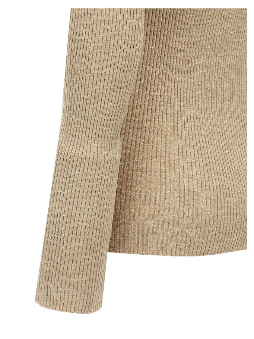 Brunello Cucinelli Ribbed Lurex Cashmere Blend Cardigan