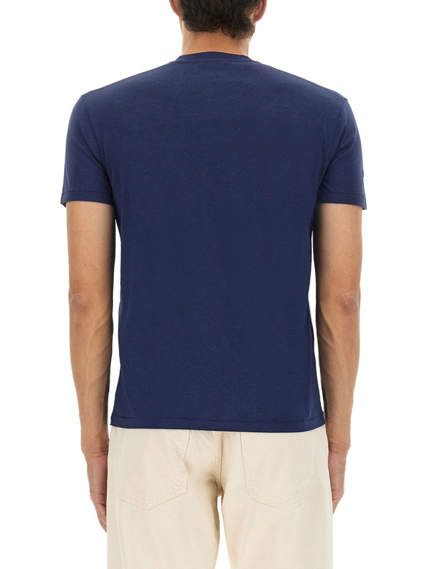 Tom Ford Regular Fit Blue T-Shirt With Crew Necklinen
