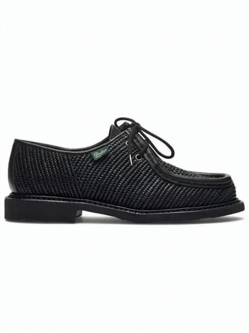 Paraboot Woven Leather And Raffia Loafers With Rubber Sole