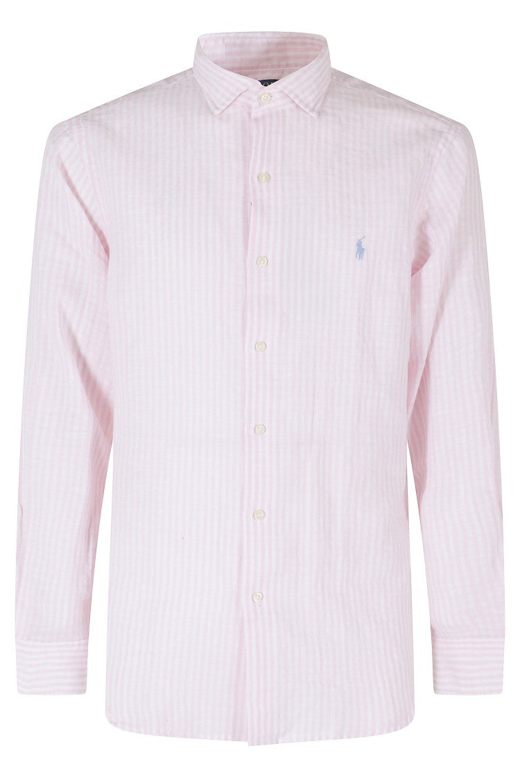 Polo Ralph Lauren Pink Striped Button-Down Linen Shirt