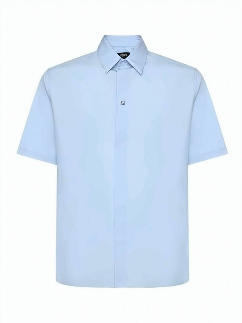 Fendi Short-Sleeved Cotton Shirt With Concealed Button Placket