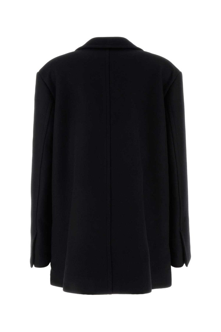 Jil Sander Boxy Black Wool Coat With Lapel Collar