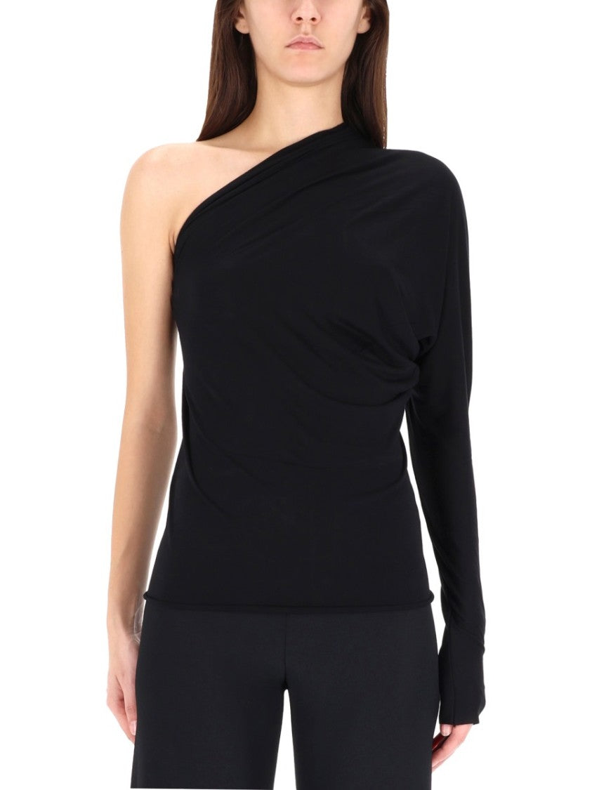 Rick Owens X Lilies Asymmetrical One-Shoulder Black Top