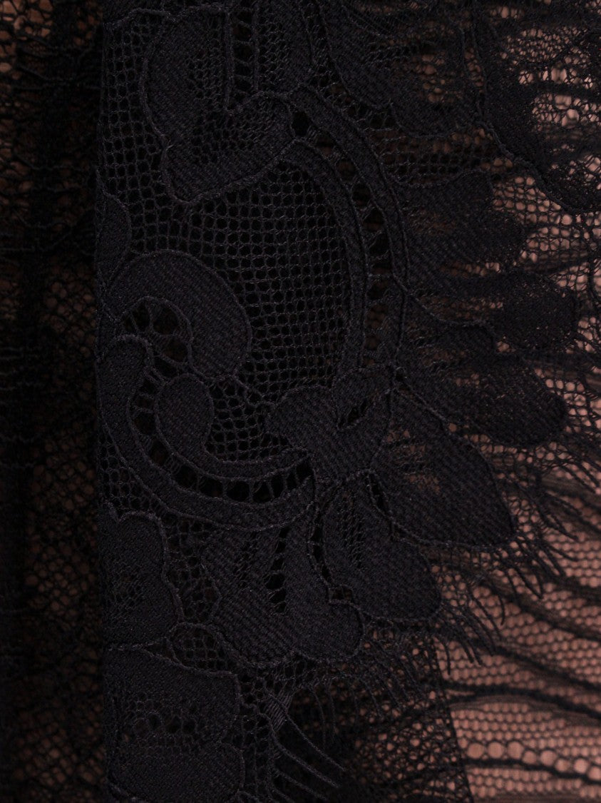 Alberta Ferretti Lace Long Dress With Silk Blend Petticoat