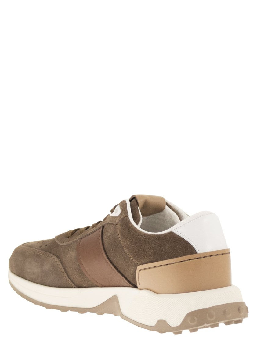 Tod's Suede Upper Sneakers With Smooth Leather Inserts