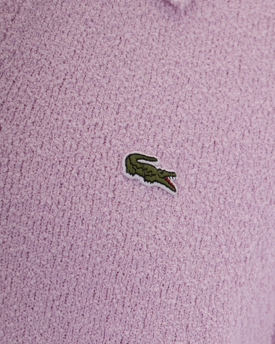 Lacoste Textured Bouclé Knit Polo Shirt With Open Collar