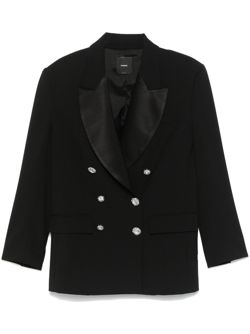 Pinko Double-Breasted Blazer With Satin Lapels