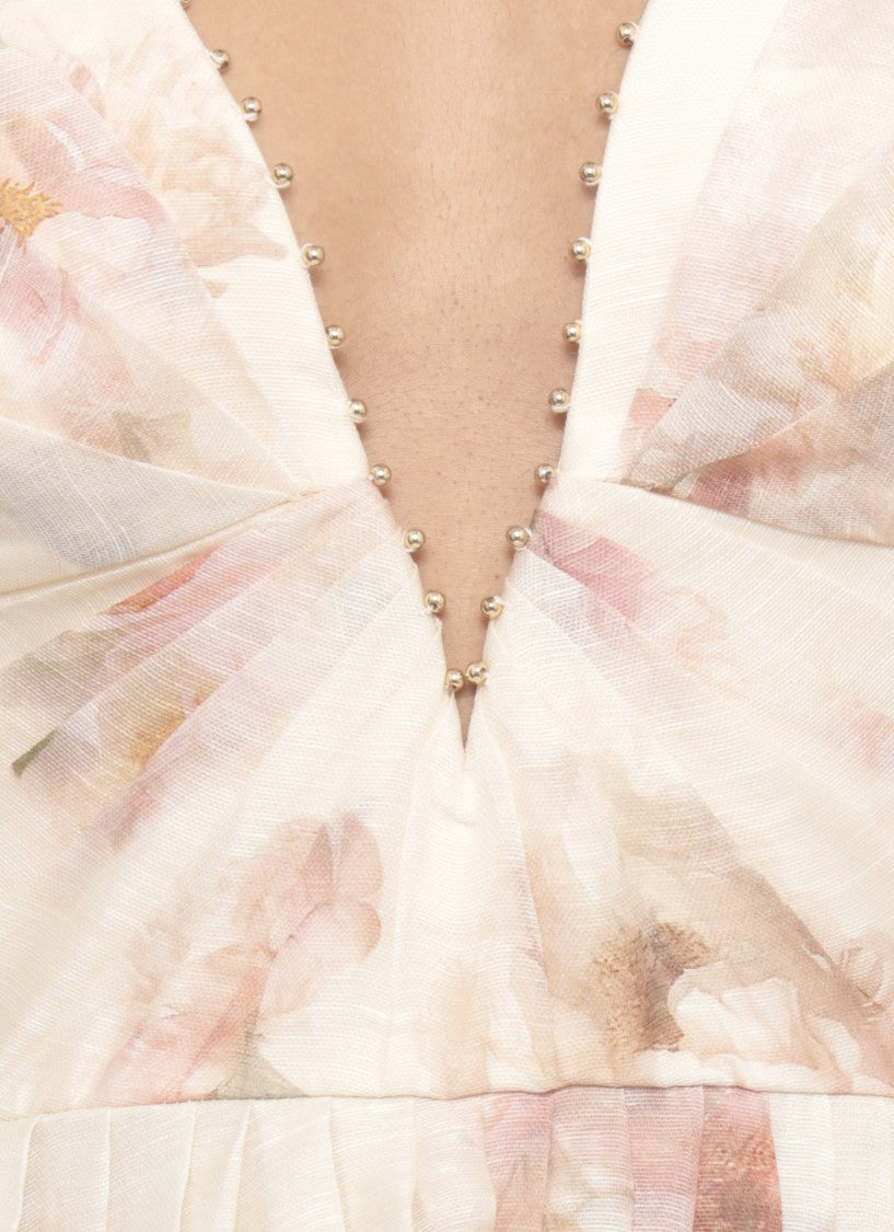 Zimmermann Pink Linen And Silk Dress