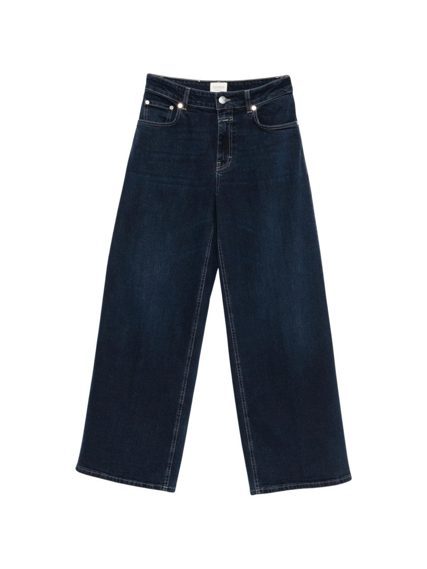 Closed Deep Indigo Blue Wide-Leg Denim Pants With High Waist