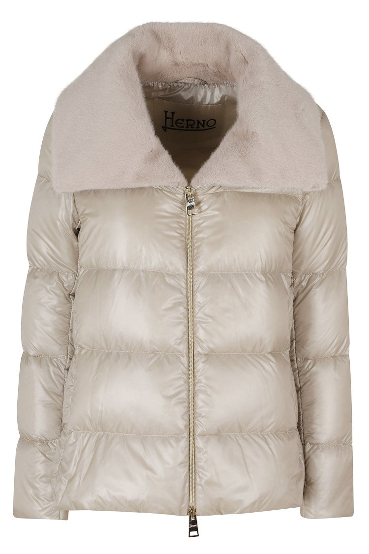 Herno Chantilly Quilted Faux Fur Lapel Down Jacket