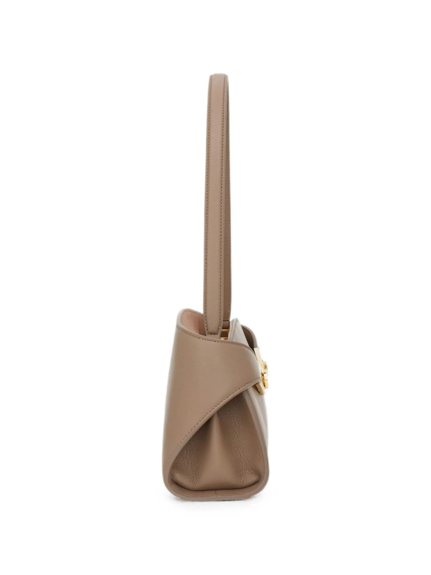 Salvatore Ferragamo Elongated Calf Leather Shoulder Bag With Gold-Tone Hardware