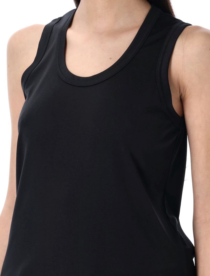 Comme Des Garçons U-Neck Black Tank Top With Logo Detailing