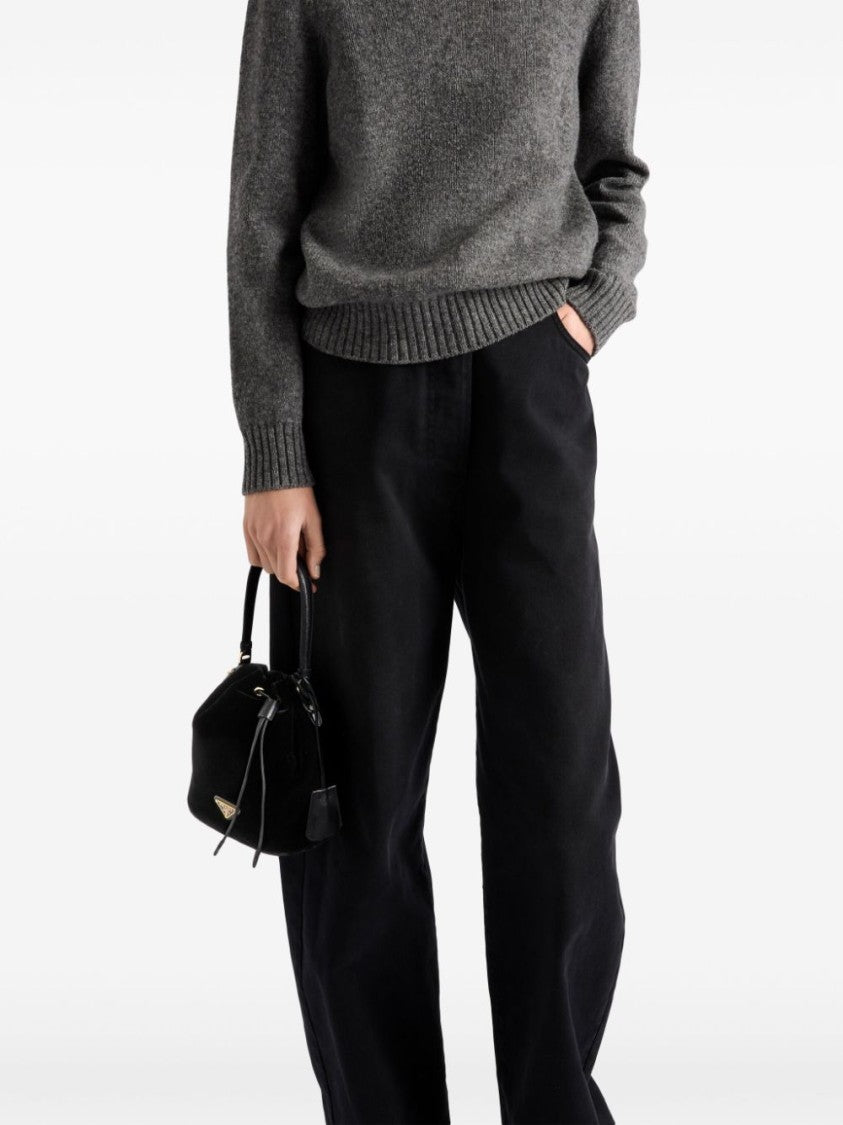 Prada High-Waisted Wide-Leg Jeans With Design