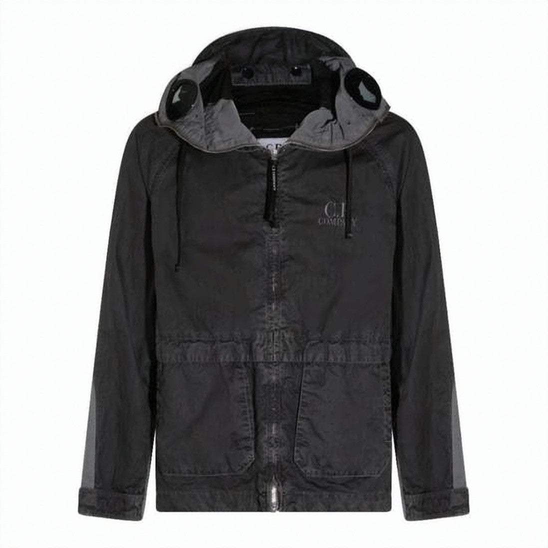C.P. Company Two-Tone Hooded Jacket With Adjustable Drawstrings And Front Pockets