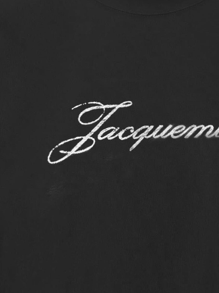 Jacquemus Minimalist Black Cotton-Hemp T-Shirt With Logo Detail