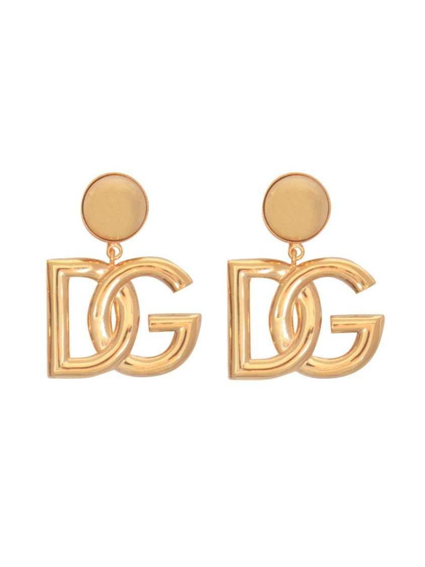Dolce & Gabbana Gold Logo Pendant Earrings