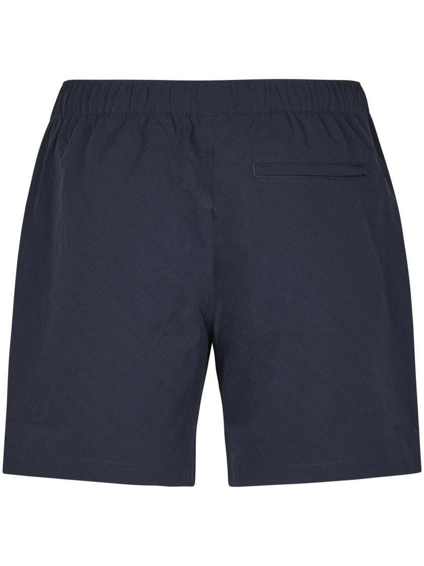 Moose Knuckles Dark Blue Swim Shorts With Logo Patch