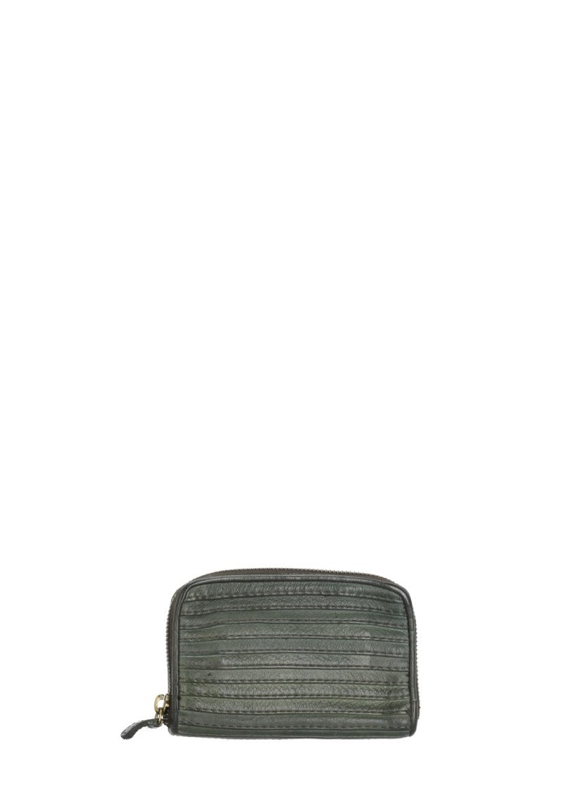 Majo Majo Green Leather Wallet With Zip-Around Fastening
