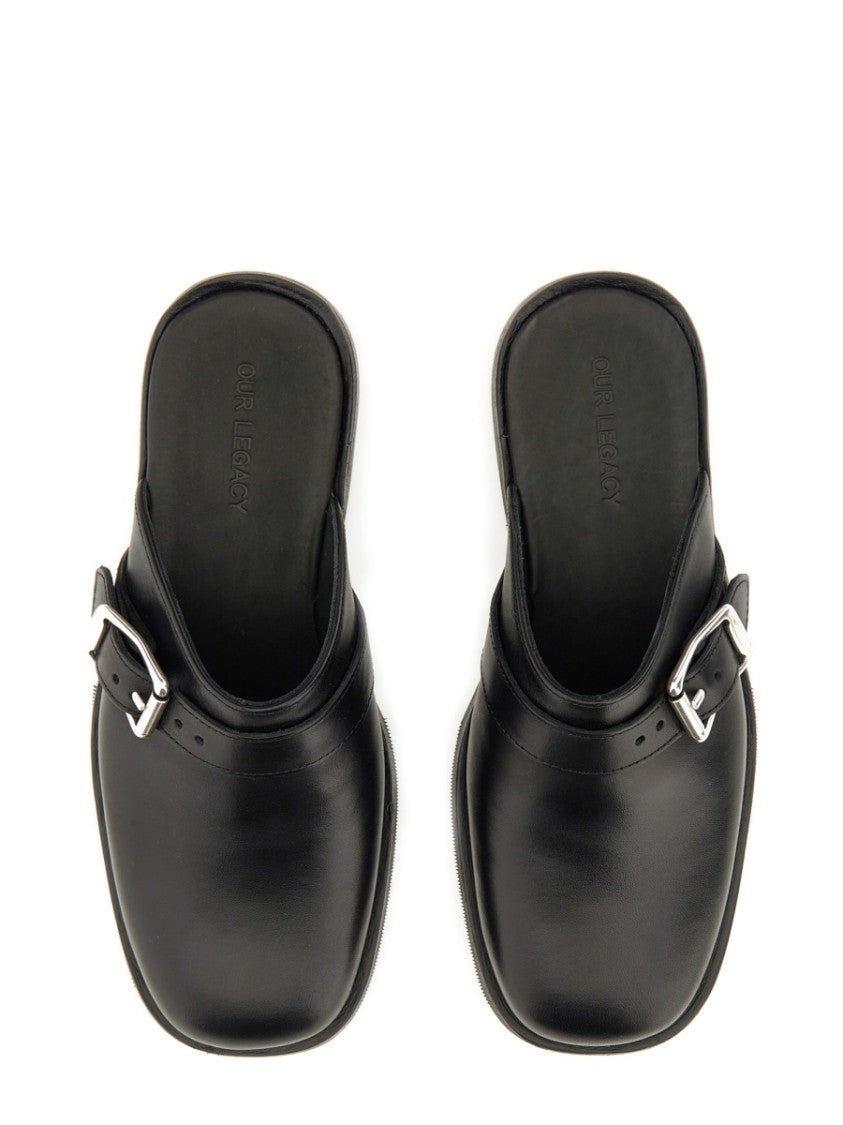 Our Legacy Camion Slip-On Silver Buckle Leather Mules
