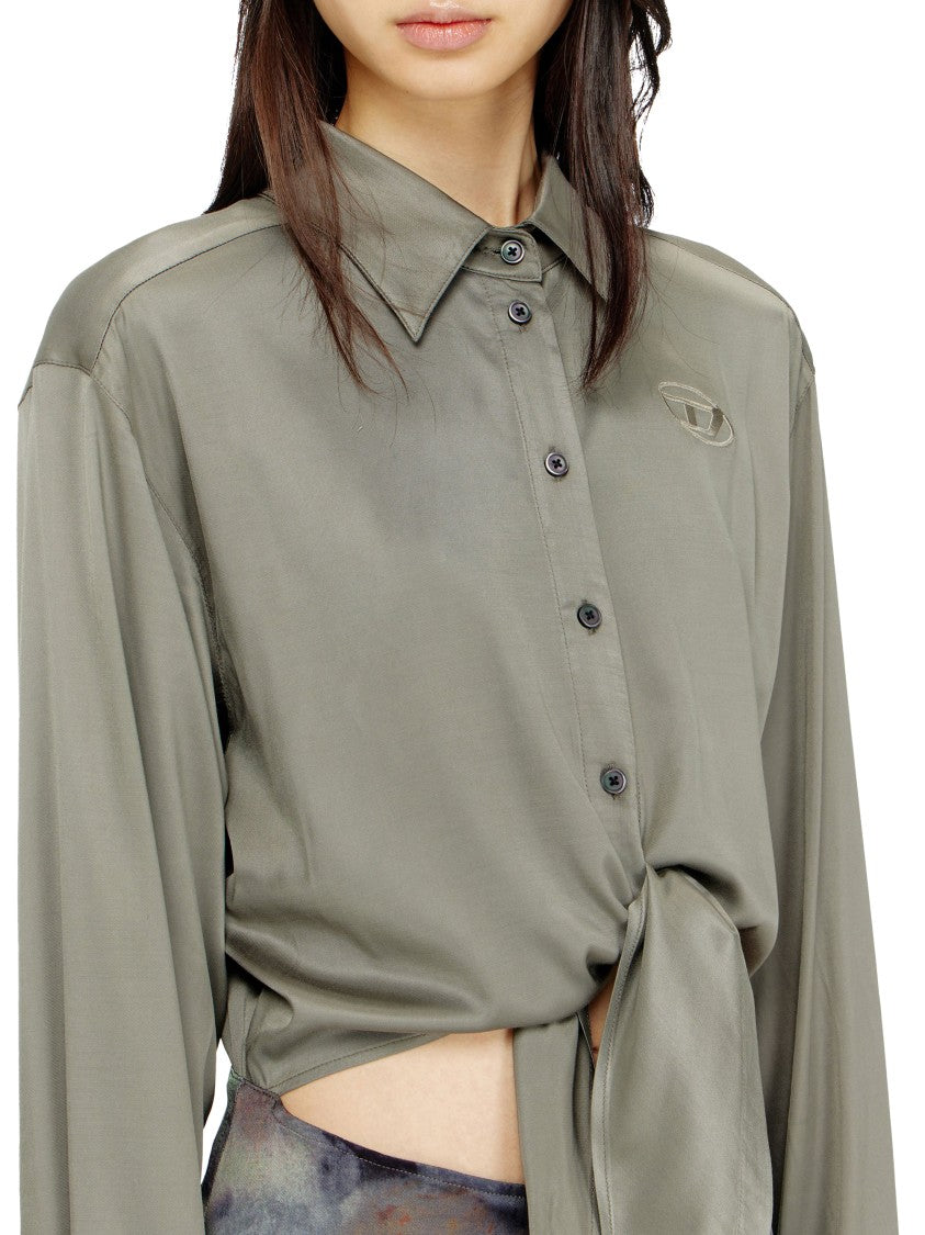 Diesel Shirt-Style Midi Dress With Tied Waist