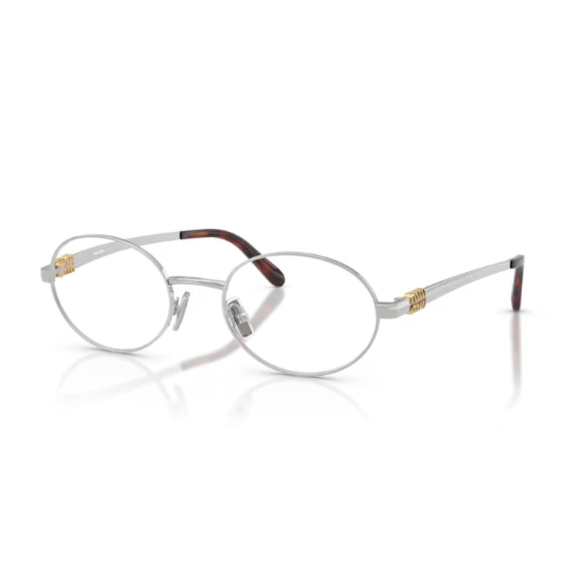Miu Miu Silver Metal Minimalist Oval Sunglasses