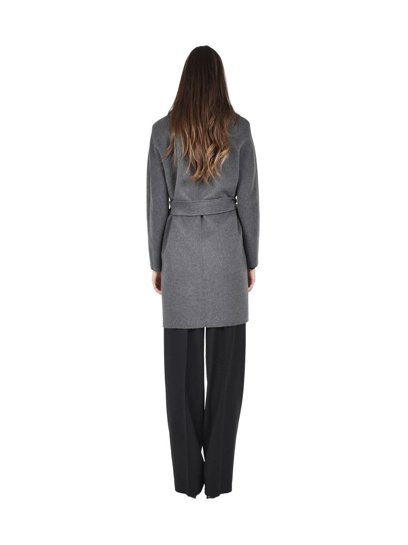 Max Mara Midi Wrap Coat In Virgin Wool